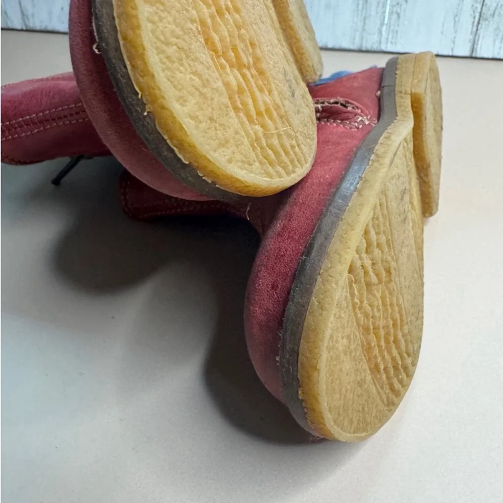 Ocra Distressed Red bootie with Blue suede Fringe. Size 21/5. Great condition